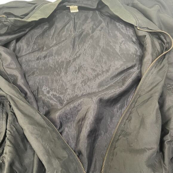 VTG 90s Bogari 100% Silk Full Zip Black Bomber Jacket Men's Sz L Hipster Goth - Picture 3 of 7